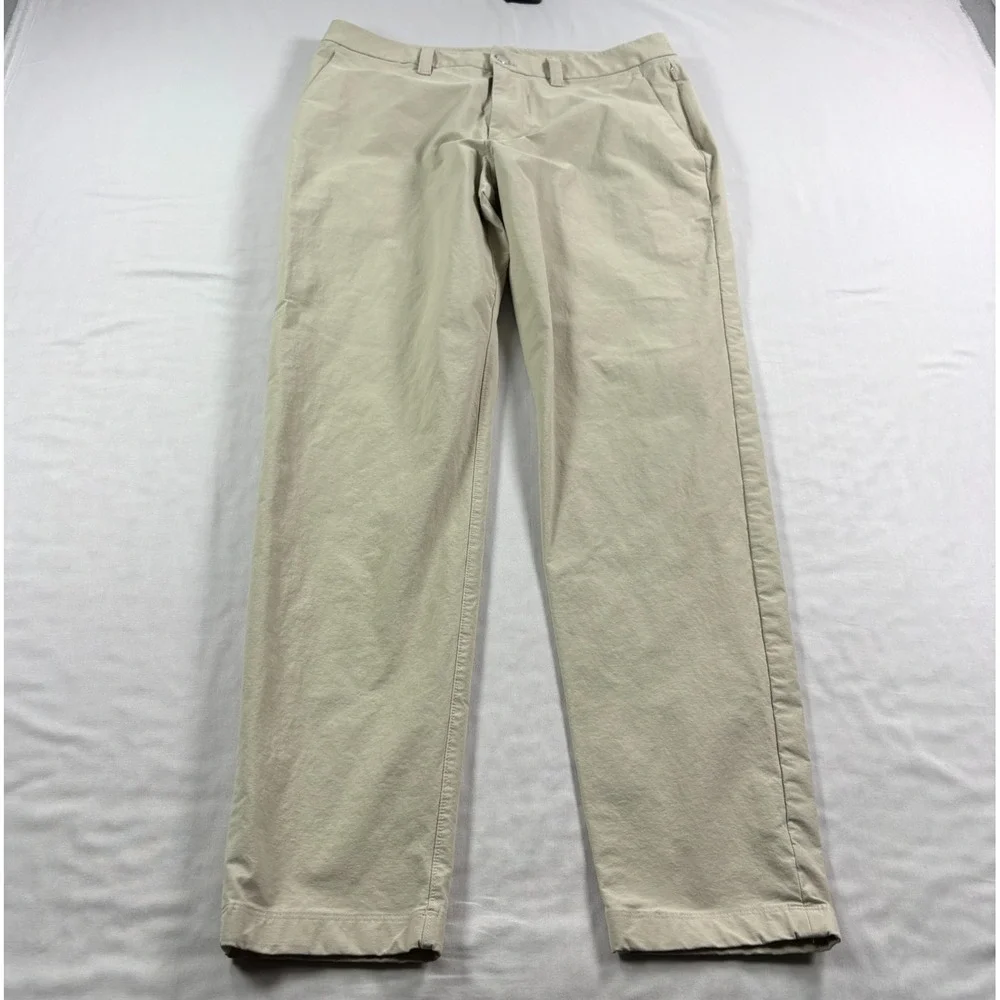 Lululemon ABC Pants Mens 32x30 Beige Chino Slim Tapered Stretch Tech Golf